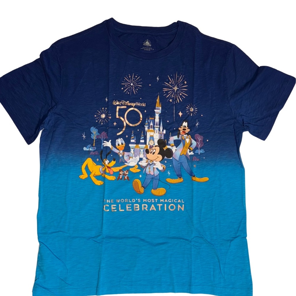 Disney Blue Ombre 50th Celebration Short Sleeve Tee